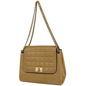 CHANEL Cream Leather Shoulder Bag